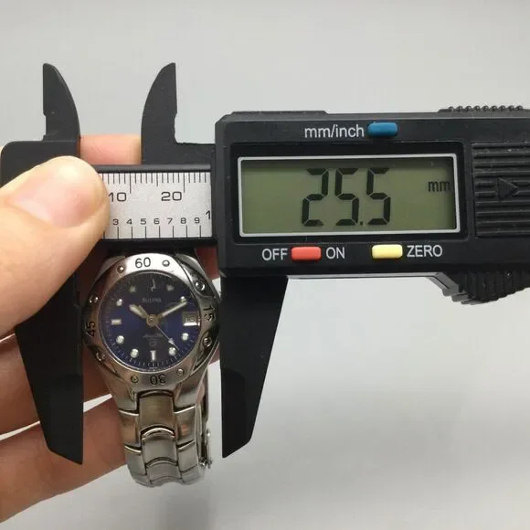 Bulova Marine Star Watch Women 26mm Silver Tone Date 2002 New Battery 6.75"